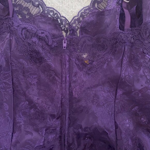 Victorias Secret Small Vintage Purple Satin & Lace Bodysuit Bows Sexy Gold Label - Picture 13 of 16